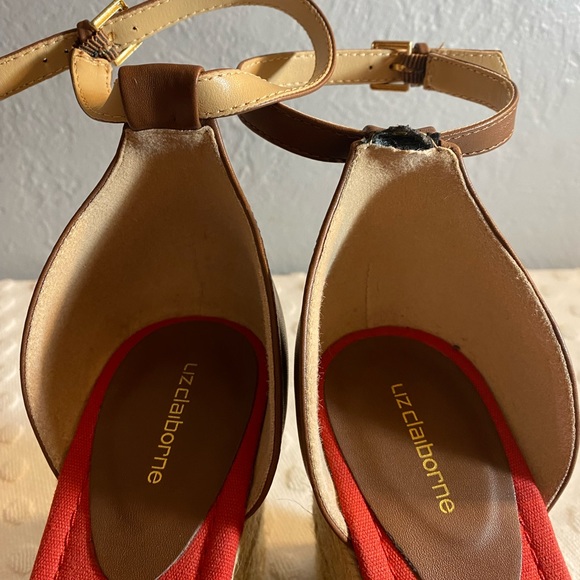 Liz CLAIBORNE MADDIE Women’s Red Espadrille Chunky Heel Shoes - Picture 6 of 16